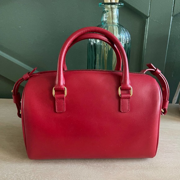Saint Laurent Boston Bag Crossbody Red Smooth - Picture 10 of 15